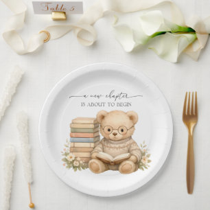 Neue Kapitel Teddybär-Geschichtenbuch-Baby-Party Pappteller