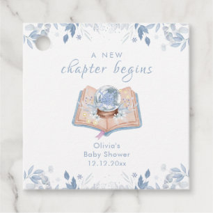 Neue Kapitel Winter Floral Schneeball Baby Shower Geschenkanhänger
