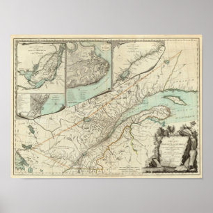 Neue Karte der Provinz von Quebec Poster