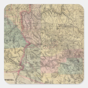 Neue Karte des Gebiets Arizona Quadratischer Aufkleber