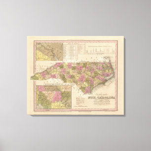 Neue Karte des North Carolina Leinwanddruck