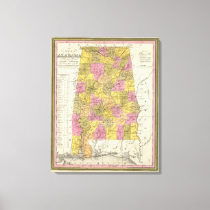 Neue Karte von Alabama 2 Leinwanddruck
