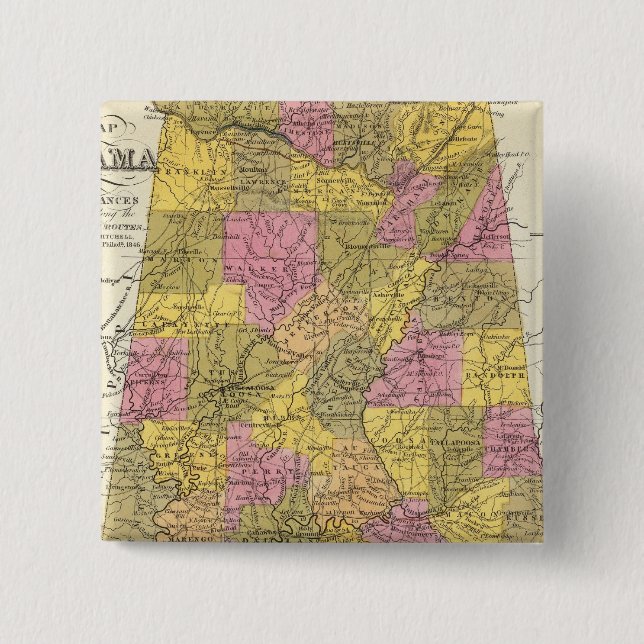 Neue Karte von Alabama Button (Vorderseite)