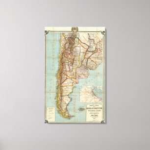 Neue Karte von Argentinien Leinwanddruck