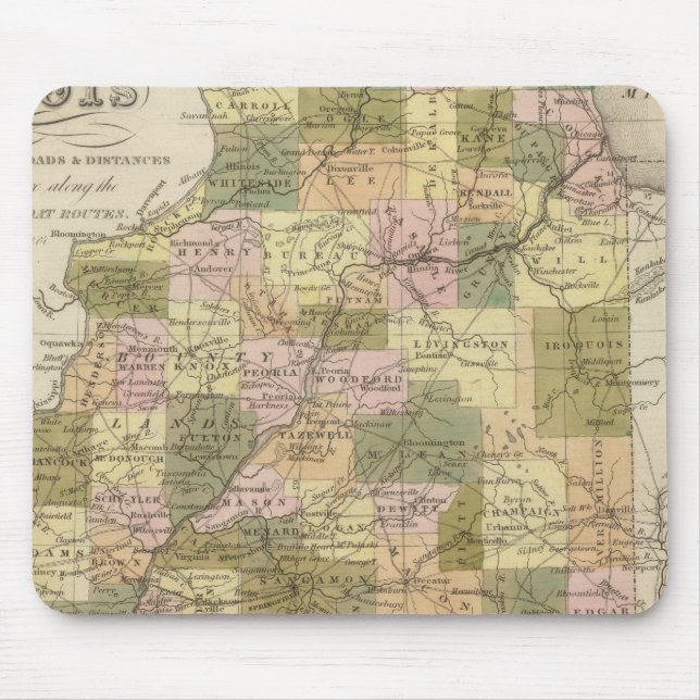 Neue Karte von Illinois 2 Mousepad (Vorne)