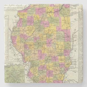 Neue Karte von Illinois Steinuntersetzer