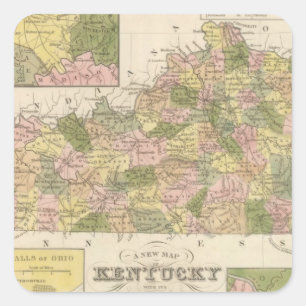 Neue Karte von Kentucky 2 Quadratischer Aufkleber