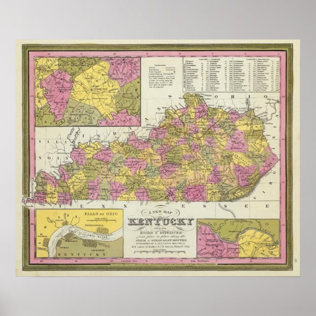 Neue Karte von Kentucky Poster (Vorne)
