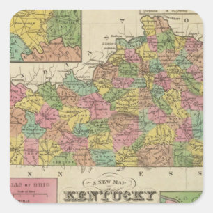 Neue Karte von Kentucky Quadratischer Aufkleber