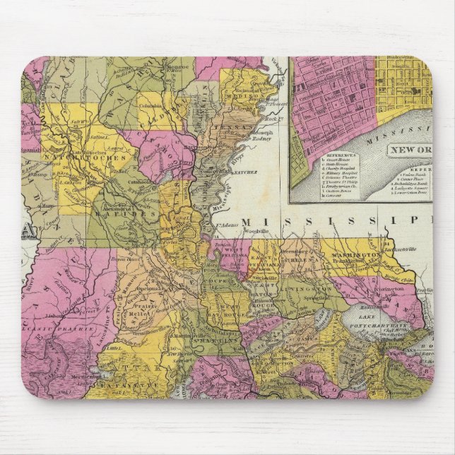 Neue Karte von Louisiana 3 Mousepad (Vorne)