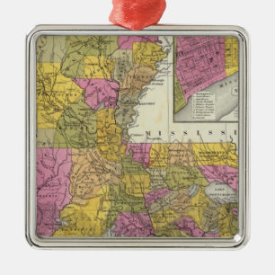 Neue Karte von Louisiana 3 Silbernes Ornament