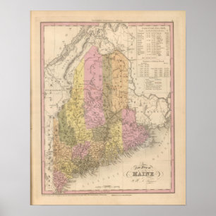 Neue Karte von Maine Poster