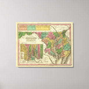 Neue Karte von Maryland und Delaware Leinwanddruck