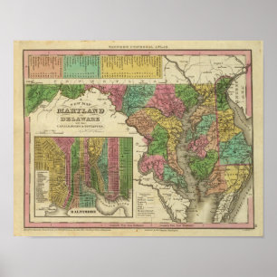 Neue Karte von Maryland und von Delaware 2 Poster