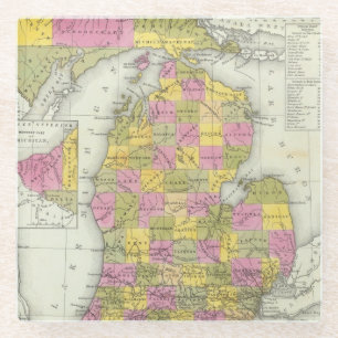 Neue Karte von Michigan 2 Glasuntersetzer