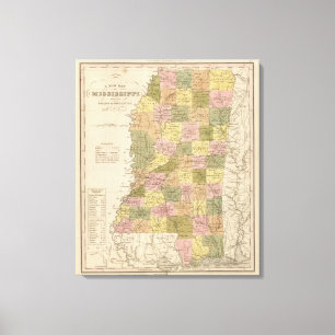 Neue Karte von Mississippi 2 Leinwanddruck