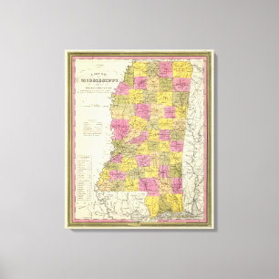 Neue Karte von Mississippi Leinwanddruck