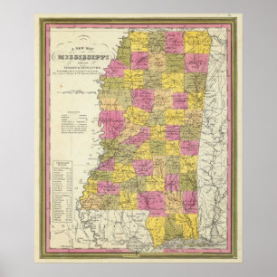 Neue Karte von Mississippi Poster