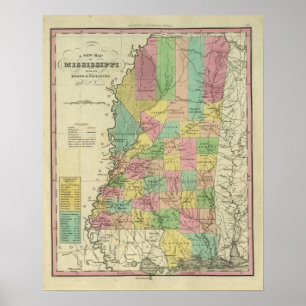 Neue Karte von Mississippi Poster