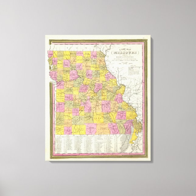Neue Karte von Missouri 2 Leinwanddruck (Vorderseite)