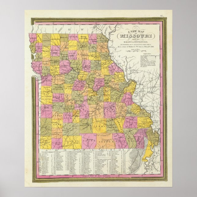 Neue Karte von Missouri Poster (Vorne)