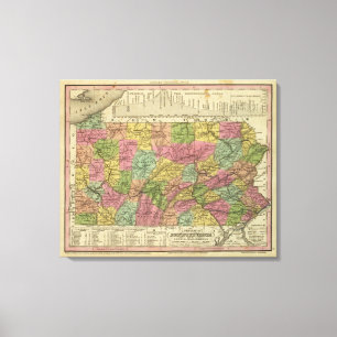 Neue Karte von Pennsylvania Leinwanddruck