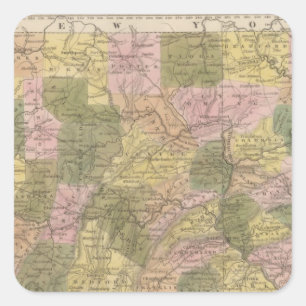 Neue Karte von Pennsylvania Quadratischer Aufkleber