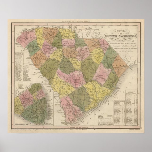 Neue Karte von South Carolina 2 Poster (Vorne)