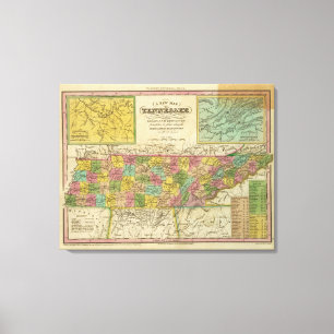 Neue Karte von Tennessee 2 Leinwanddruck
