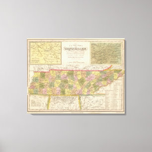 Neue Karte von Tennessee Leinwanddruck
