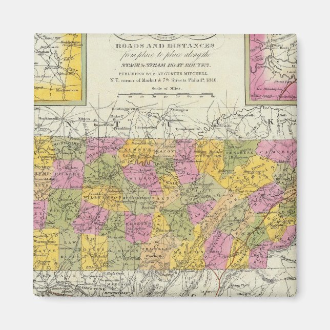 Neue Karte von Tennessee Magnet (Vorne)