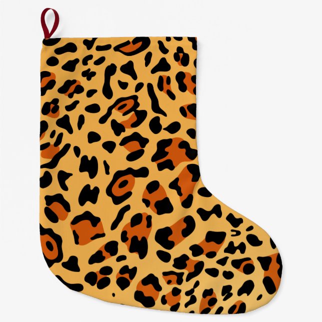 Neue Leopard-Textur 3 Großer Weihnachtsstrumpf (Vorderseite)