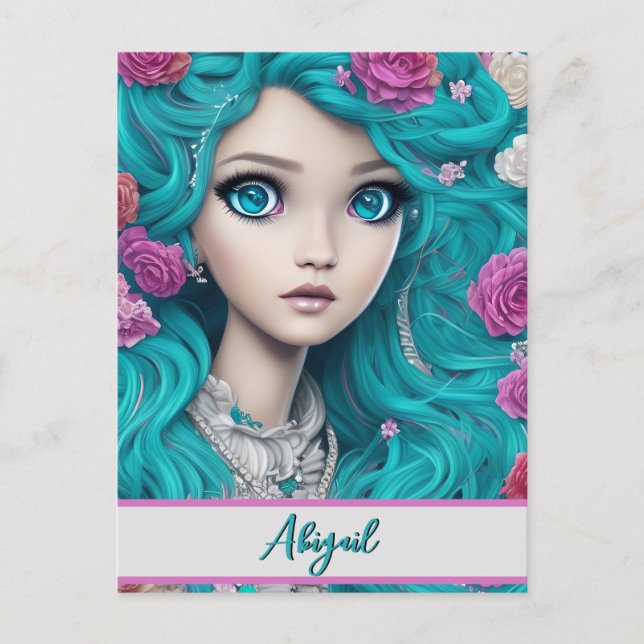 Neue Londoner Prinzessin mit türkisfarbenem Haar u Postkarte (Vorderseite)