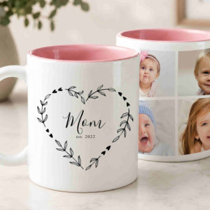 Neue Mama Jahr Gegr. Vier Foto-Collage Zweifarbige Tasse