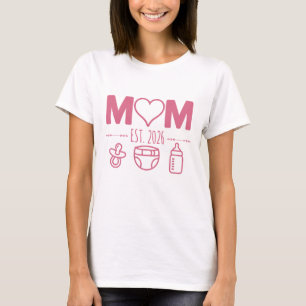 Neue Mama seit 2026 Erstmalige Mama Personalisiert T-Shirt
