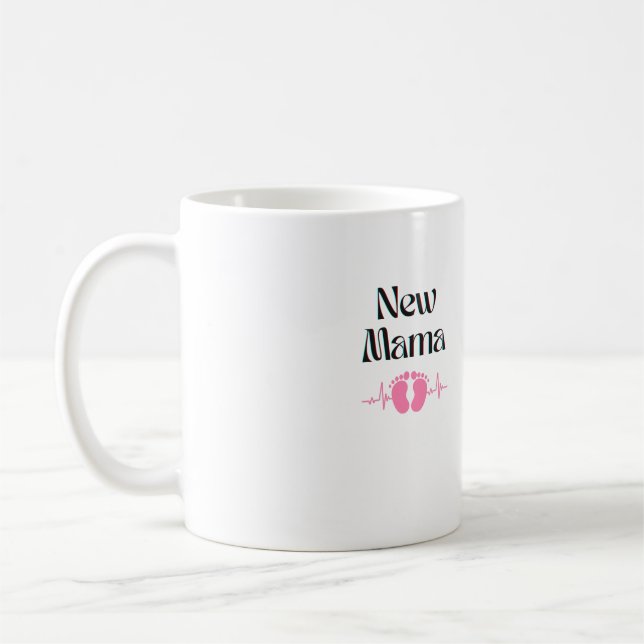 Neue Mama-Tasse. Baby Mädchen. Mutterschaftsgesche Kaffeetasse (Links)