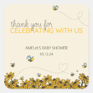 Neue Mama-to-Bee-Dusche Quadratischer Aufkleber