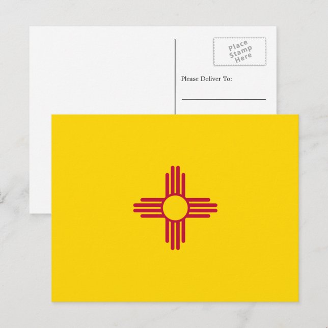 Neue mexikanische Flagge, Flagge New Mexico Postkarte (Vorne/Hinten)