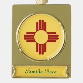 Neue mexikanische Flagge mit Zia-Symbol Banner-Ornament Gold