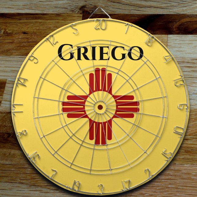 Neue mexikanische Flagge mit Zia-Symbol Dartscheibe (Von Creator hochgeladen)