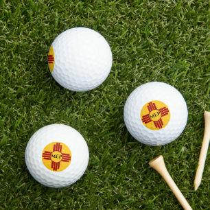Neue mexikanische Flagge mit Zia-Symbol Golfball