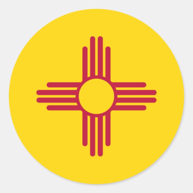 Neue mexikanische/mexikanische Staatsflagge (Zia), Runder Aufkleber (Vorderseite)