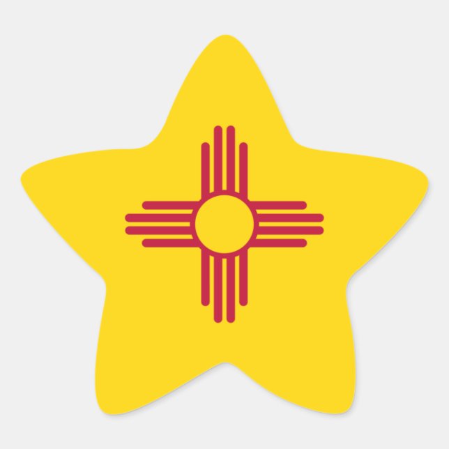 Neue mexikanische/mexikanische Staatsflagge (Zia), Stern-Aufkleber (Vorderseite)