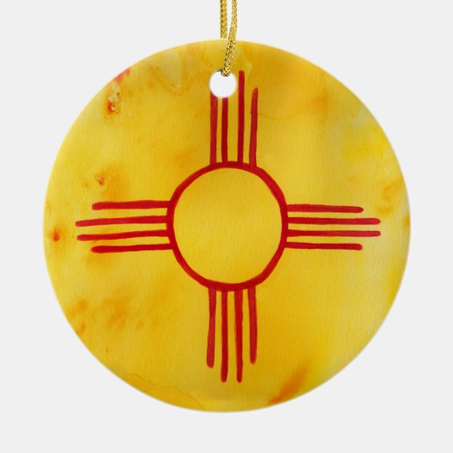 Neue mexikanische Staatsflagge Aquarellbilder Keramik Ornament (Vorne)