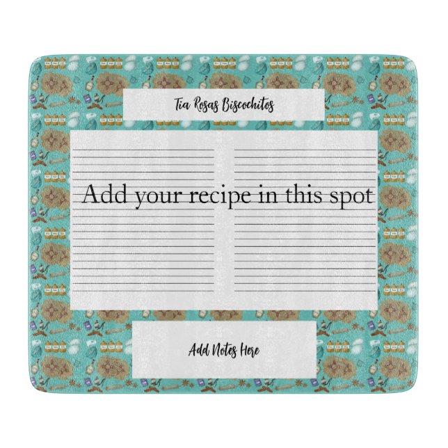 Neue Mexiko Biscochito Cookies Zia Sun Rezept Kart Schneidebrett (Vorderseite)