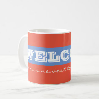 Neue Mitarbeiter begrüßen Leckerei Kaffeetasse