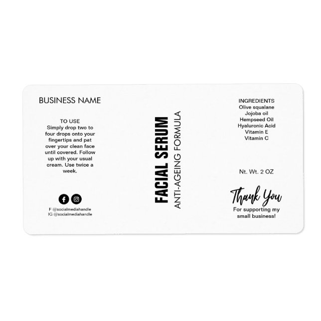 Neue moderne weiße Dropper-Flaschen-Etiketten (Vorne)