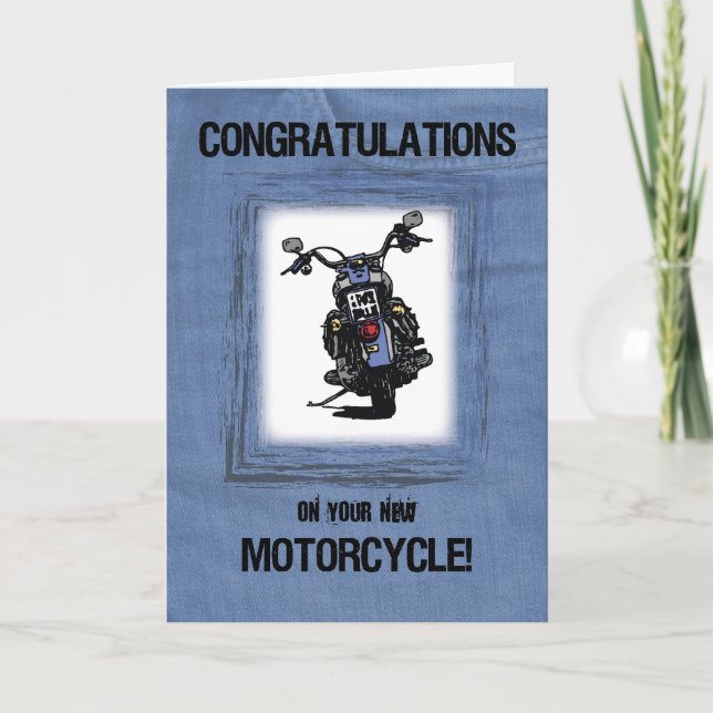 Neue Motorradgratulation zum Jeans Look Karte (Vorderseite)