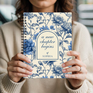Neue Mutter Hochzeit Blaues Toile Blumenmuster Notizbuch
