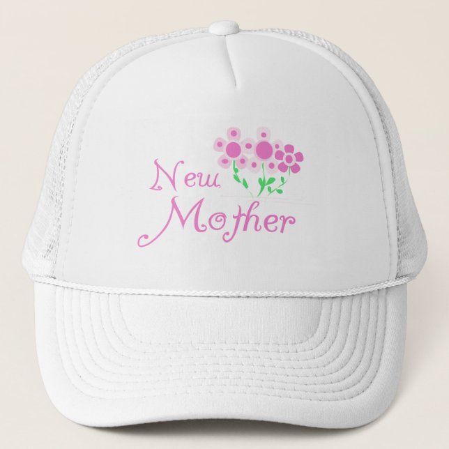 Neue Mütter Rosa Blume T - Shirt und Geschenke Truckerkappe (Vorderseite)